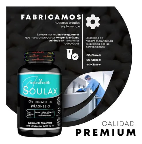 NATURAL HEALTH | Soulax Glicinato de Magnesio con Bacopa | 120 Cápsulas de 750 mg