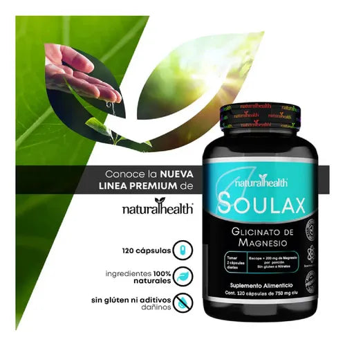 NATURAL HEALTH | Soulax Glicinato de Magnesio con Bacopa | 120 Cápsulas de 750 mg