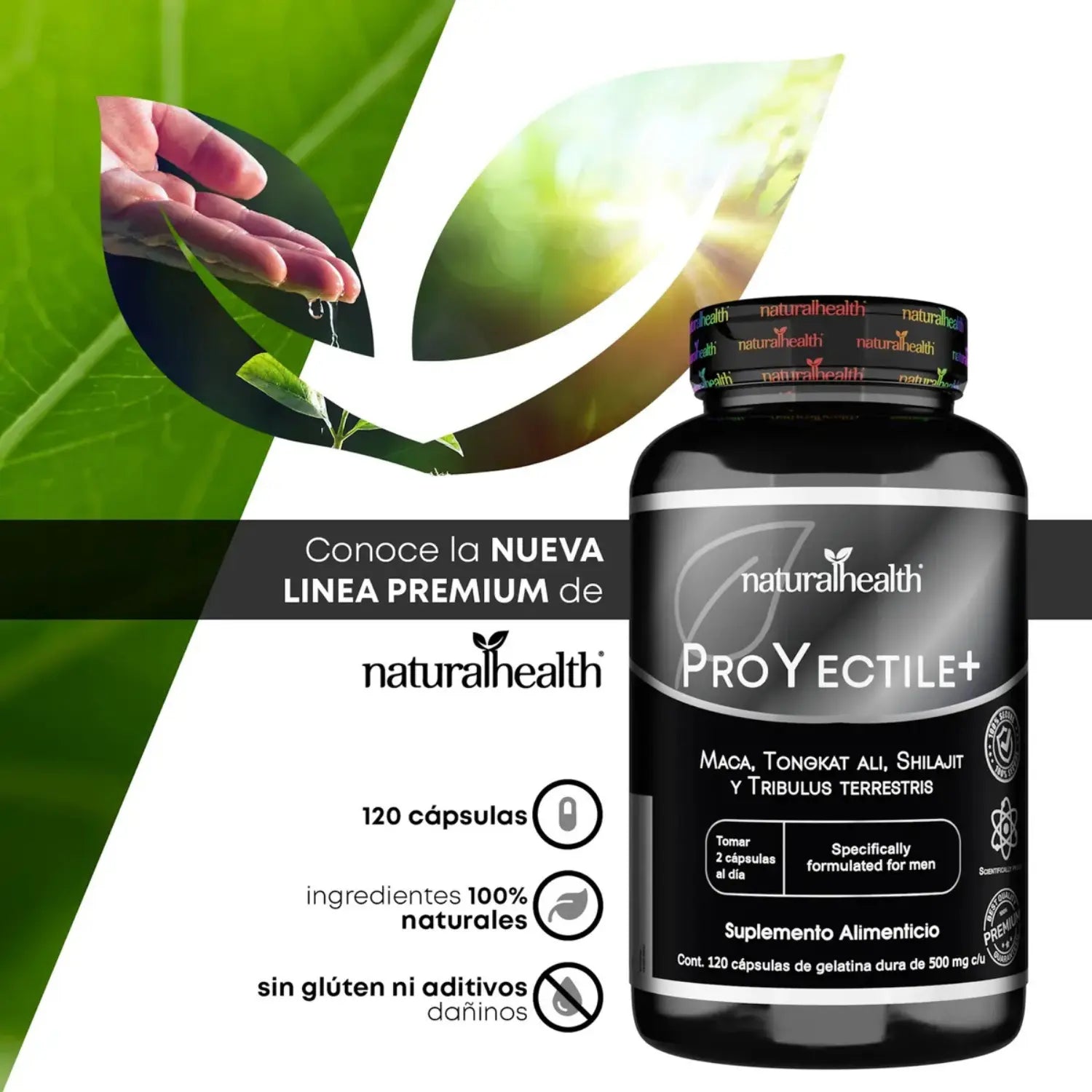 NATURAL HEALTH Natural Health PROYectile+/Maca, Shilajit y Tribulus Terrestris 120 caps/ PROD PARA LA PROSTATA/ POT SEXUAL