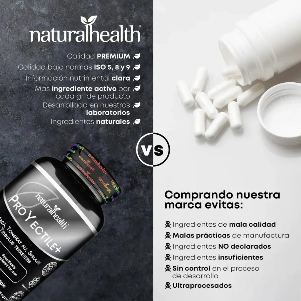 NATURAL HEALTH Natural Health PROYectile+/Maca, Shilajit y Tribulus Terrestris 120 caps/ PROD PARA LA PROSTATA/ POT SEXUAL
