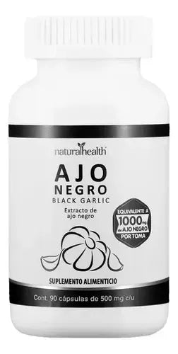 NATURAL HEALTH | Ajo Negro Extracto Natural | 90 Cápsulas de 500 mg | Apoyo Antioxidante y Bienestar Cardiovascular