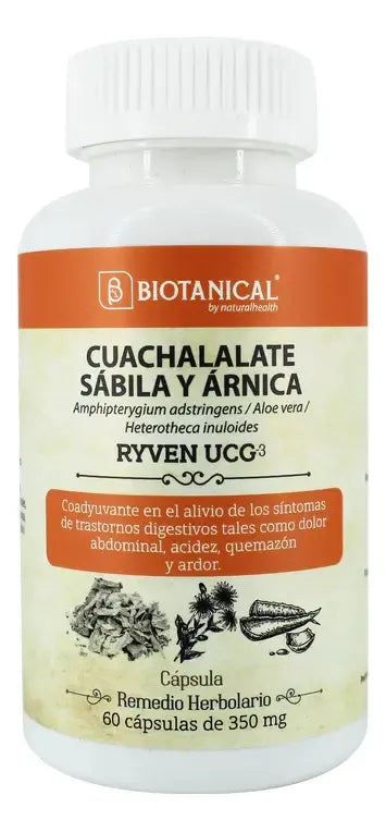 NATURAL HEALTH BIOTANICAL | Tranixol Cuachalalate, Sábila y Árnica | 60 Cápsulas de 350 mg | Apoyo al Bienestar Digestivo