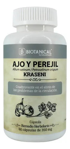 Natural Health Kraseni | Ajo y Perejil | 60 Cápsulas de 350 mg | Bienestar Circulatorio | Remedio Herbolario