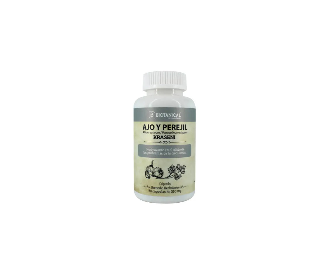 Natural Health Kraseni | Ajo y Perejil | 60 Cápsulas de 350 mg | Bienestar Circulatorio | Remedio Herbolario