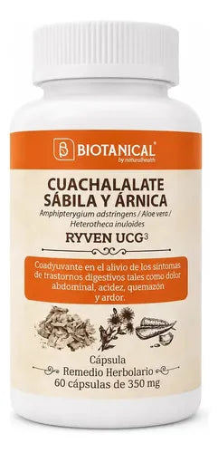 Natural Health Ryven UCG3 | Cuachalalate, Sábila y Árnica | 60 Cápsulas de 350 mg | Suplemento Herbolario