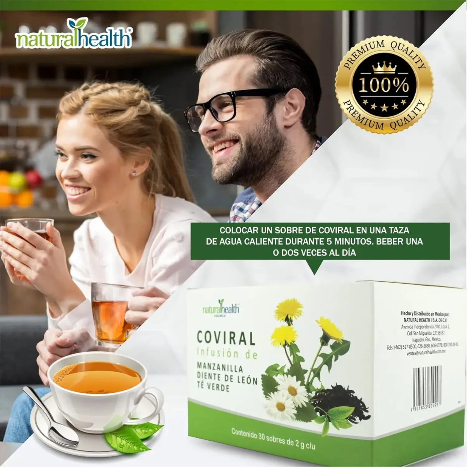 Natural Health COVIRAL TE, Caja 30 Sbs 2g c/u