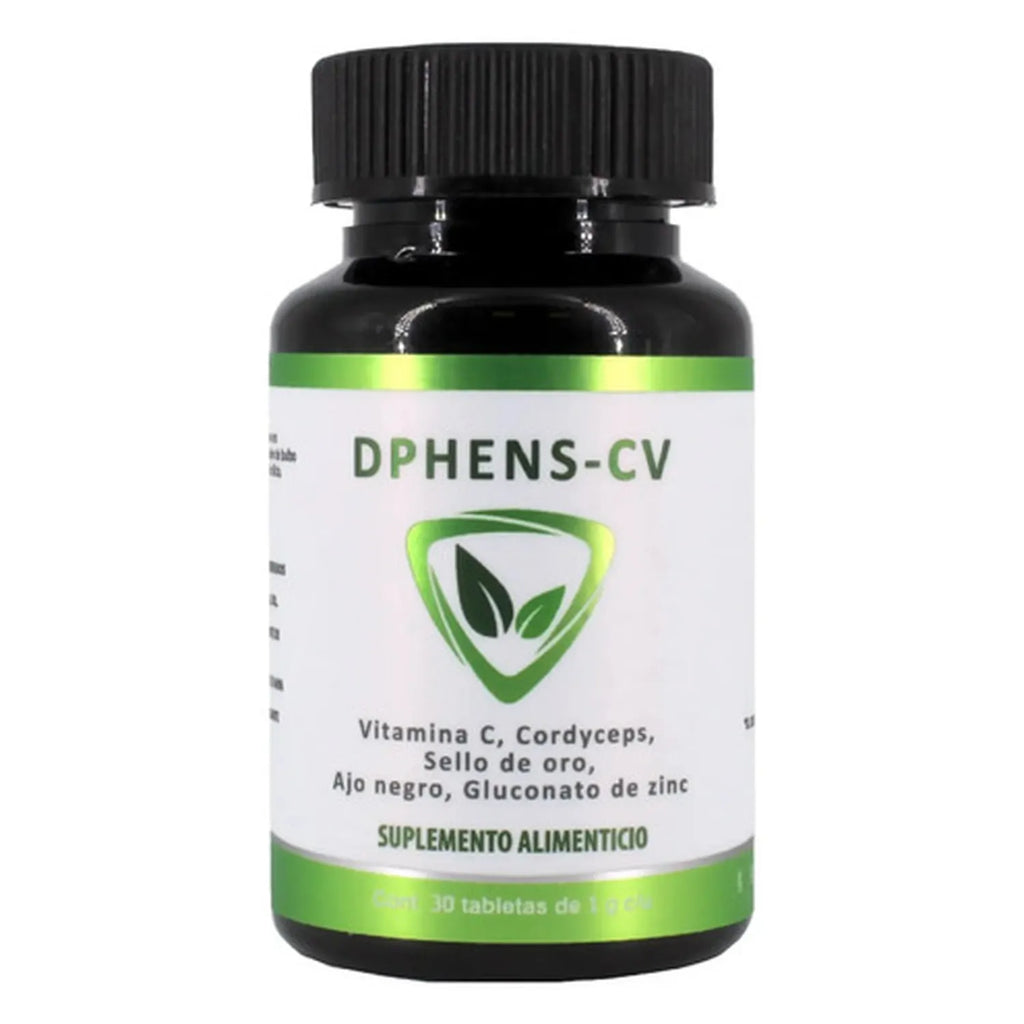 NATURAL HEALTH | Dphens-CV Vitamina C, Cordyceps, Ajo Negro y Zinc | 30 Tabletas de 1 g | Apoyo al Sistema Inmunológico y Antioxidante