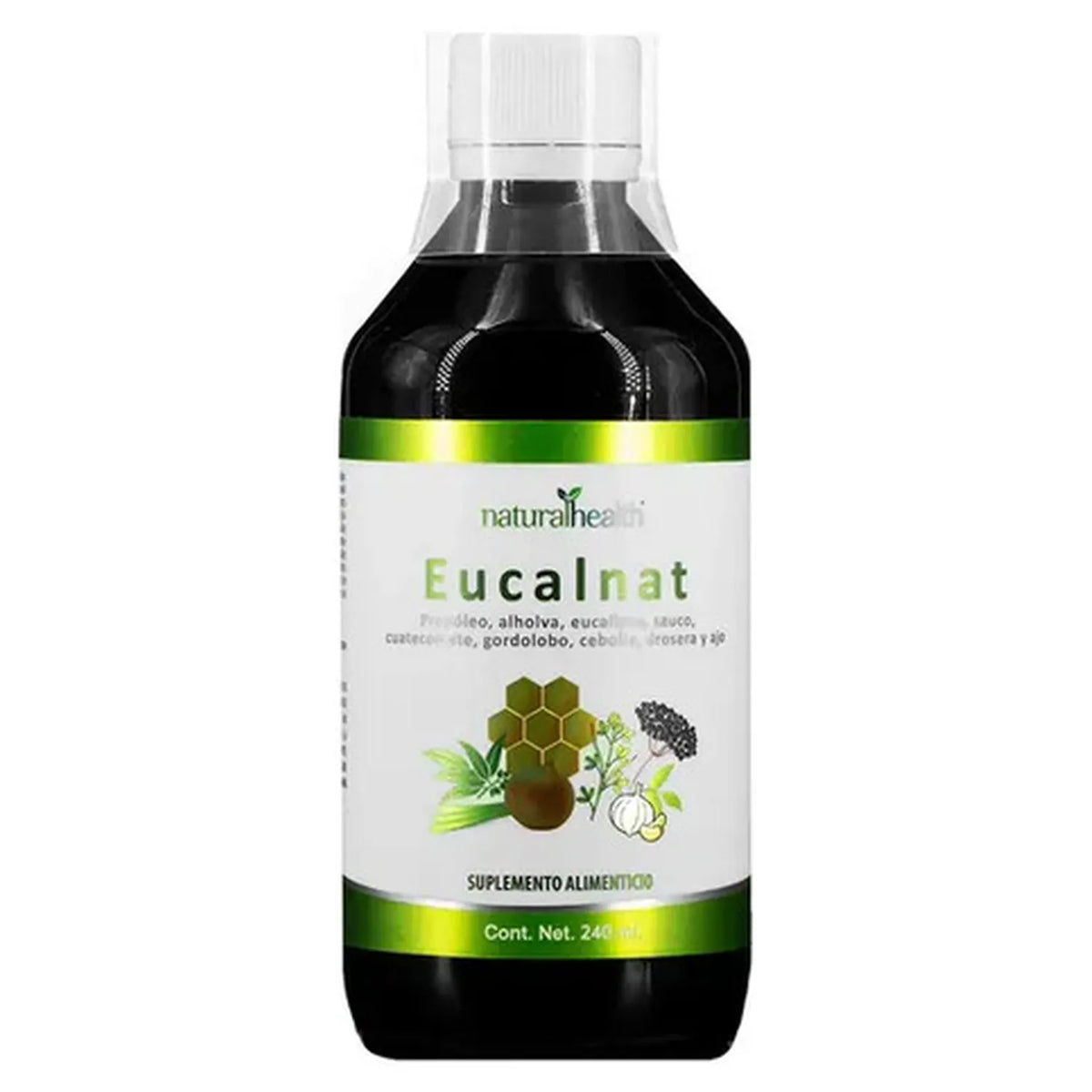 NATURAL HEALTH | Eucalnat Jarabe con Propóleo, Eucalipto y Gordolobo | Frasco de 240 ml | Apoyo Respiratorio y Bienestar de la Garganta