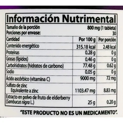 Natural Health Berry-C | Elderberry, Vitamina C y Zinc | 30 Tabletas Masticables de 800 mg | Soporte Inmunológico | Suplemento Alimenticio