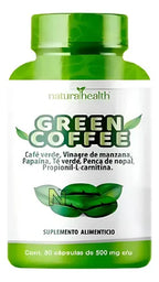 Natural Health Green Coffee | Café Verde 500 mg | 30 Cápsulas | Antioxidantes Naturales | Suplemento Alimenticio