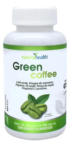 Natural Health Green Coffee | Café Verde 500 mg | 30 Cápsulas | Antioxidantes Naturales | Suplemento Alimenticio
