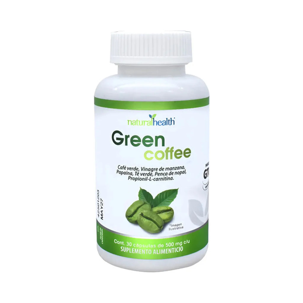 Natural Health Green Coffee | Café Verde 500 mg | 30 Cápsulas | Antioxidantes Naturales | Suplemento Alimenticio