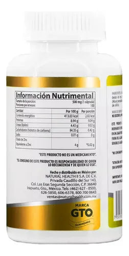 NATURAL HEALTH | Zyn-C Zinc | 100 Cápsulas de 500 mg | Apoyo al Sistema Inmunológico y Salud de la Piel