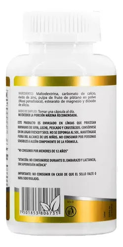 NATURAL HEALTH | Zyn-C Zinc | 100 Cápsulas de 500 mg | Apoyo al Sistema Inmunológico y Salud de la Piel