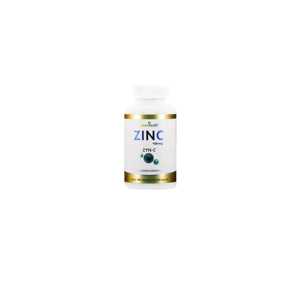 NATURAL HEALTH | Zyn-C Zinc | 100 Cápsulas de 500 mg | Apoyo al Sistema Inmunológico y Salud de la Piel