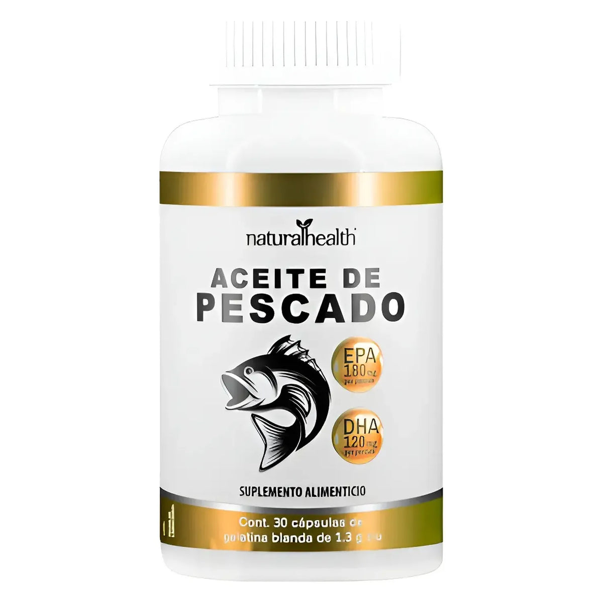 NATURAL HEALTH | Aceite de Pescado Omega 3 EPA y DHA | 30 Cápsulas de 1.3 g | Apoyo Cardiovascular, Cerebral y Salud Visual