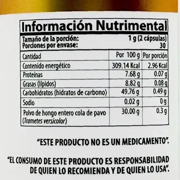 NATURAL HEALTH | Cola de Pavo Trametes Versicolor | 60 Cápsulas de 500 mg | Apoyo al Sistema Inmunológico y Bienestar Digestivo