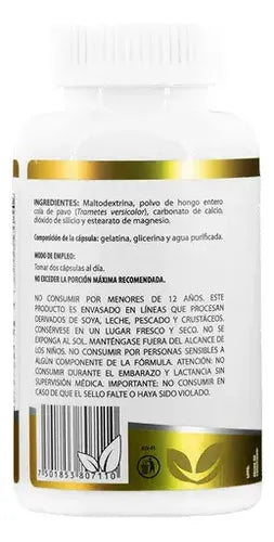 NATURAL HEALTH | Cola de Pavo Trametes Versicolor | 60 Cápsulas de 500 mg | Apoyo al Sistema Inmunológico y Bienestar Digestivo