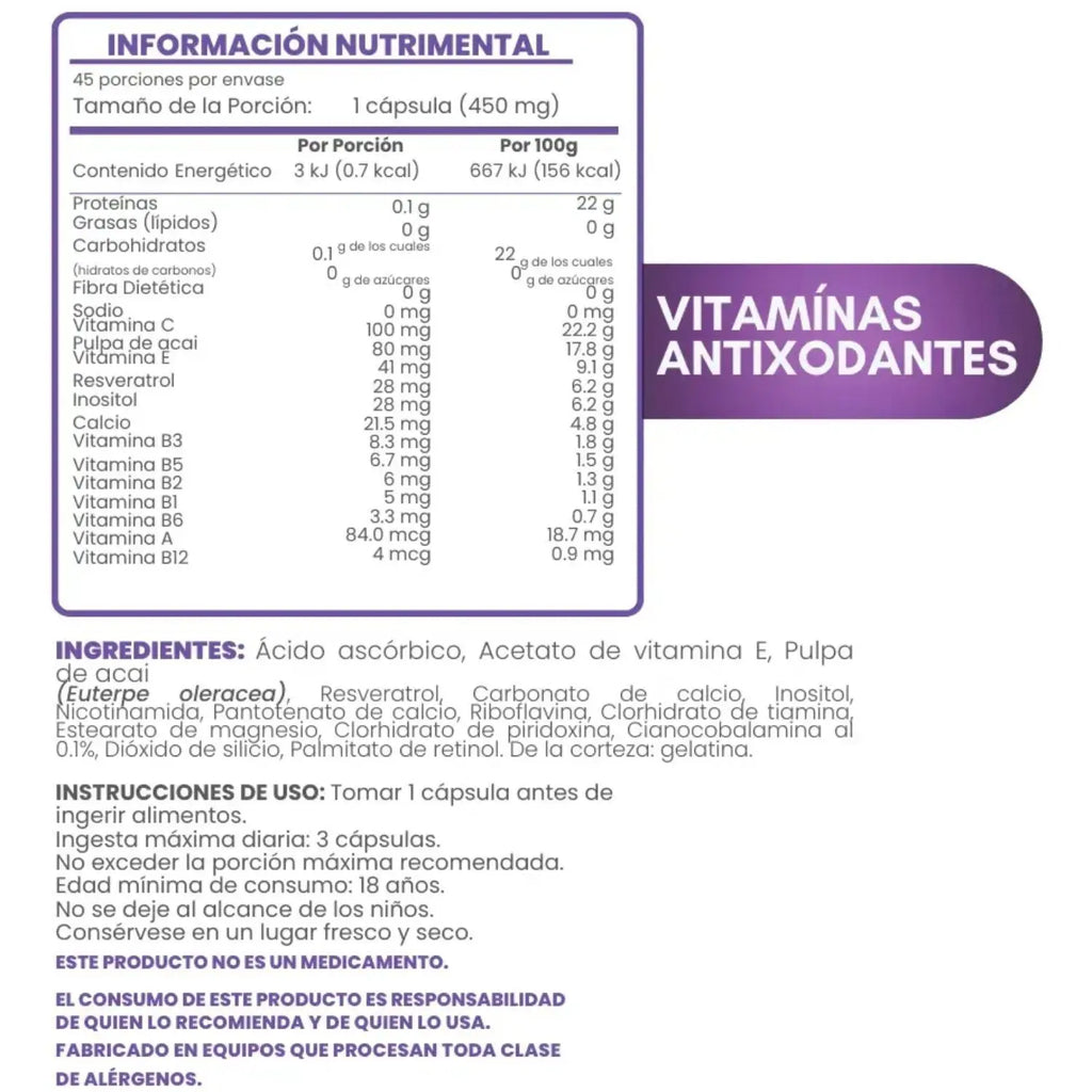 Flairfit Antioxidante Resveratrol  450mg 45 Cápsulas Sfn