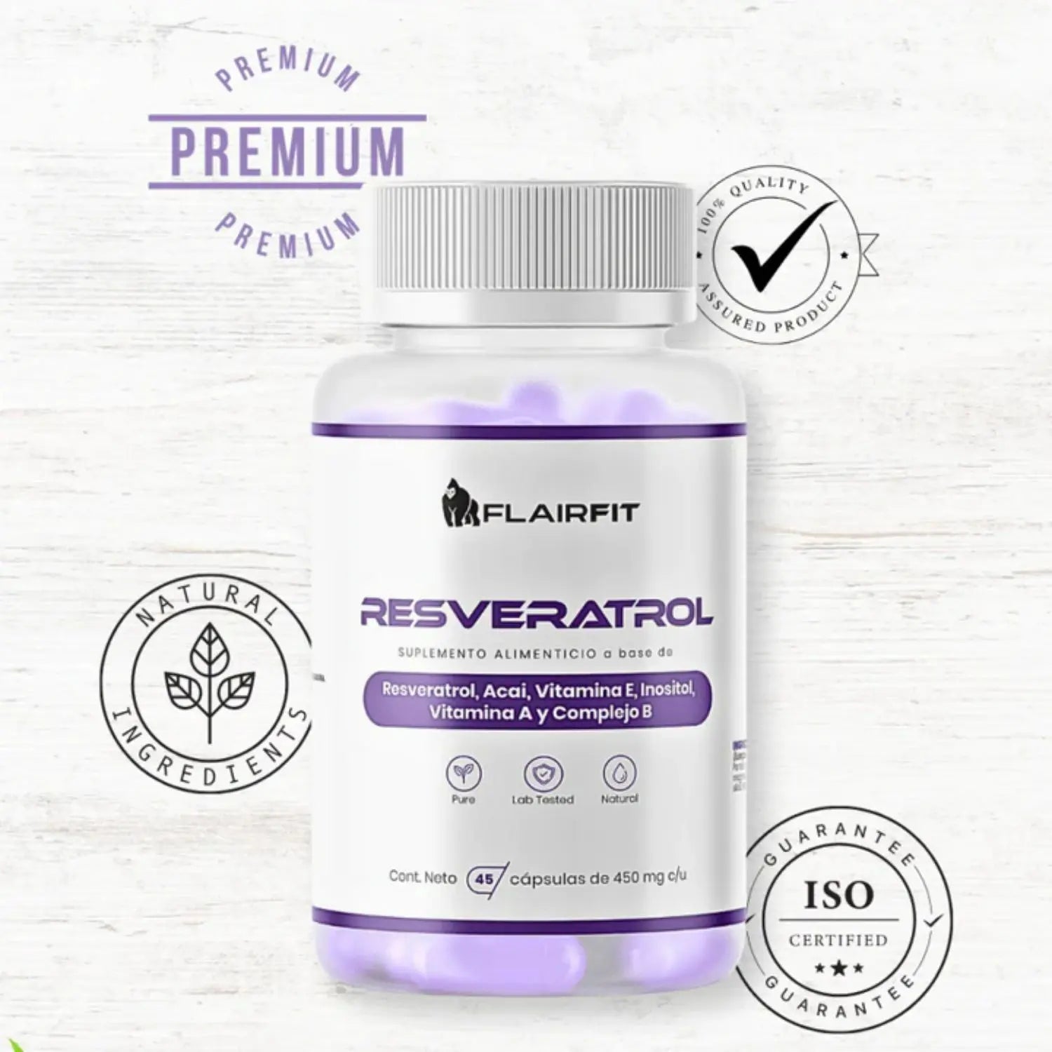 Flairfit Antioxidante Resveratrol  450mg 45 Cápsulas Sfn