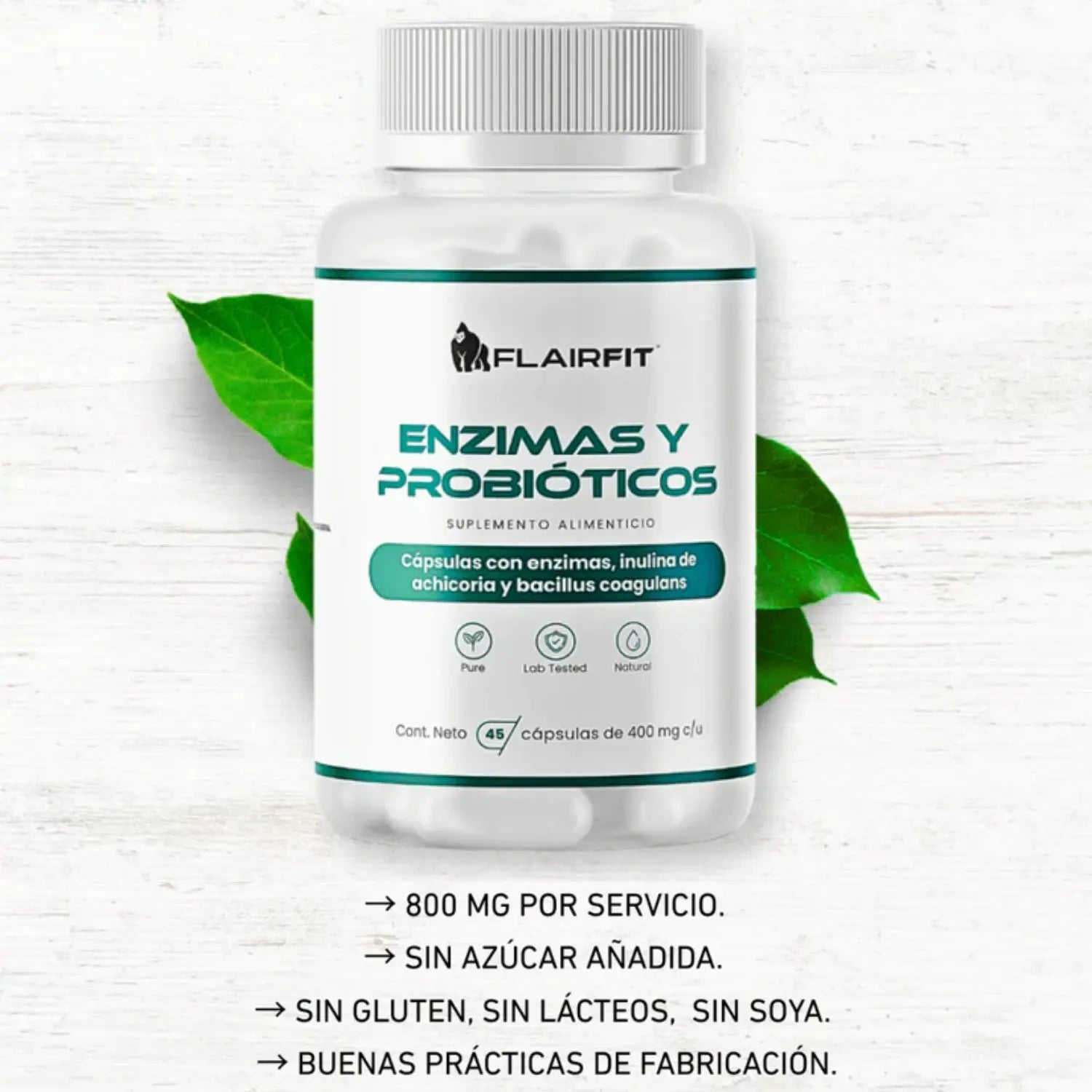 Flairfit Probioticos + Mezcla de Enzimas 45 Caps Sfn