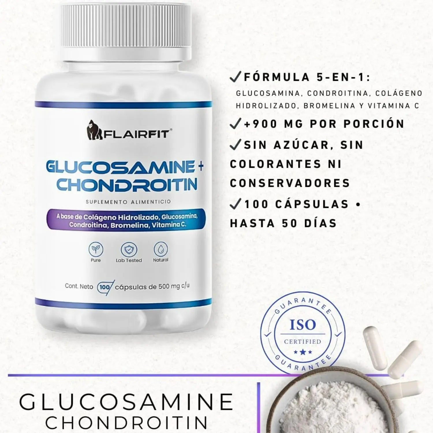 Flairfit Glucosamina + Condroitina 100 caps 500mg Sfn