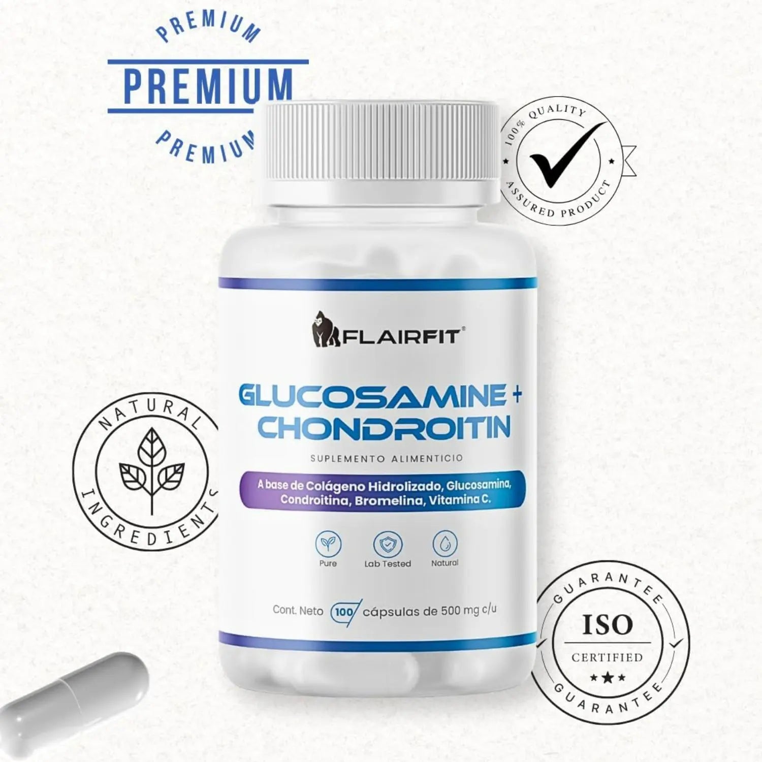 Flairfit Glucosamina + Condroitina 100 caps 500mg Sfn