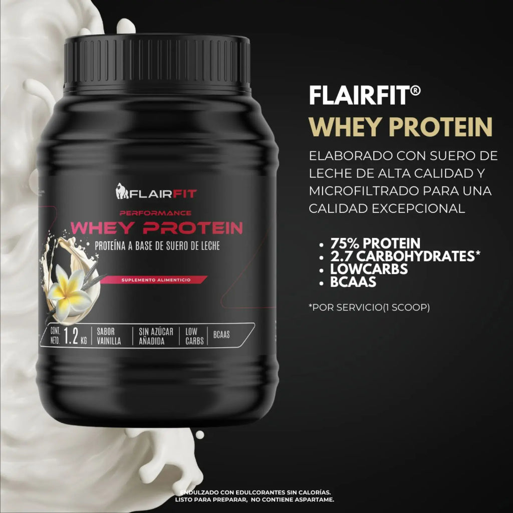 Flairfit® Whey Protein Proteína Suero De Leche 1.2Kg vainilla Sfn