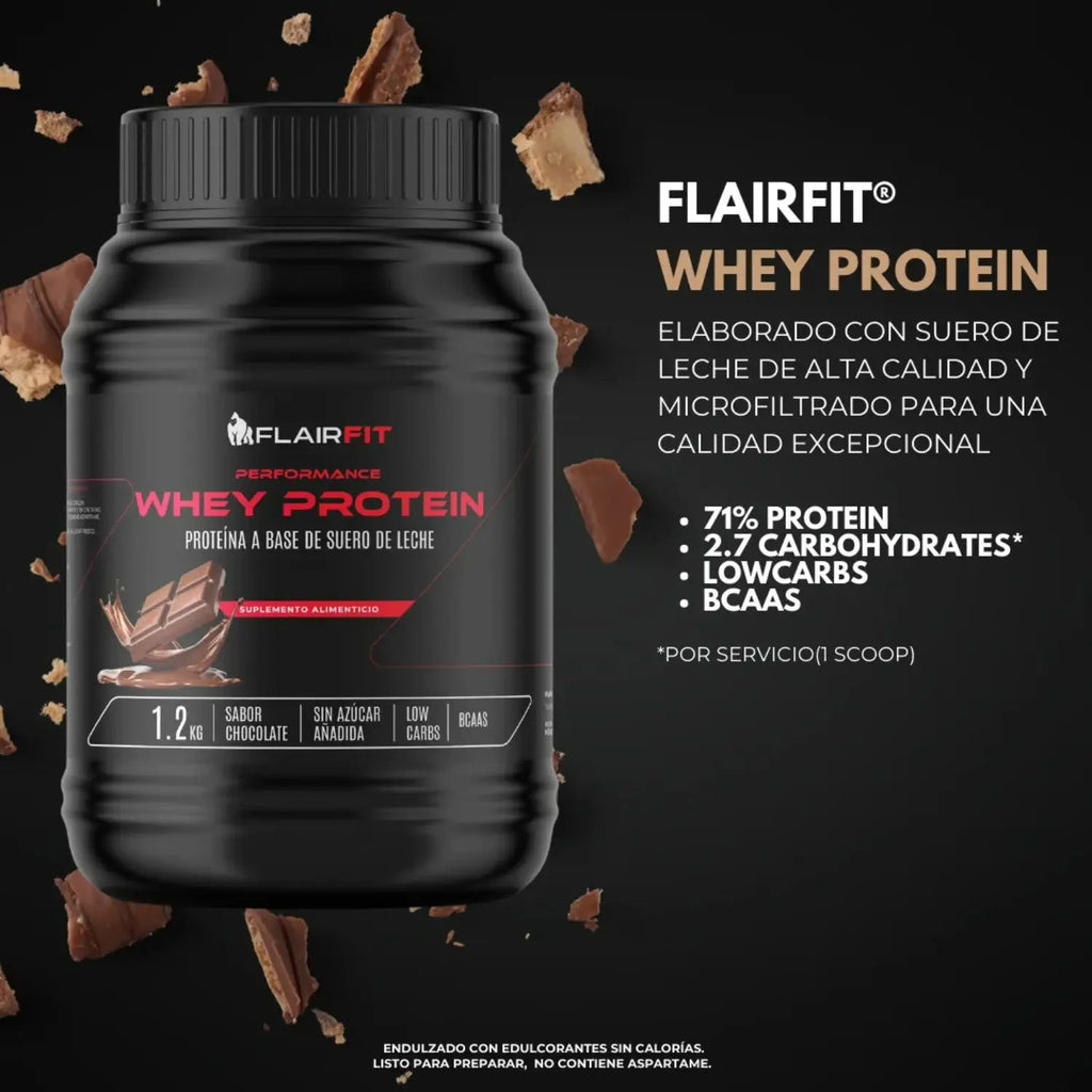 Flairfit® Whey Protein Proteína Suero De Leche 1.2Kg Chocolate Sfn