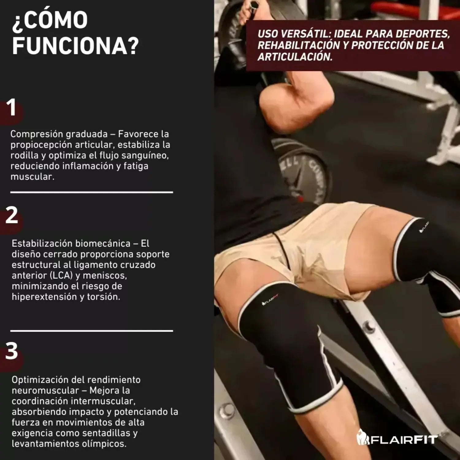 Flairfit rodillera neopreno 7mm powerlifting gym grande sfn (INDIVIDUAL AMAZON)