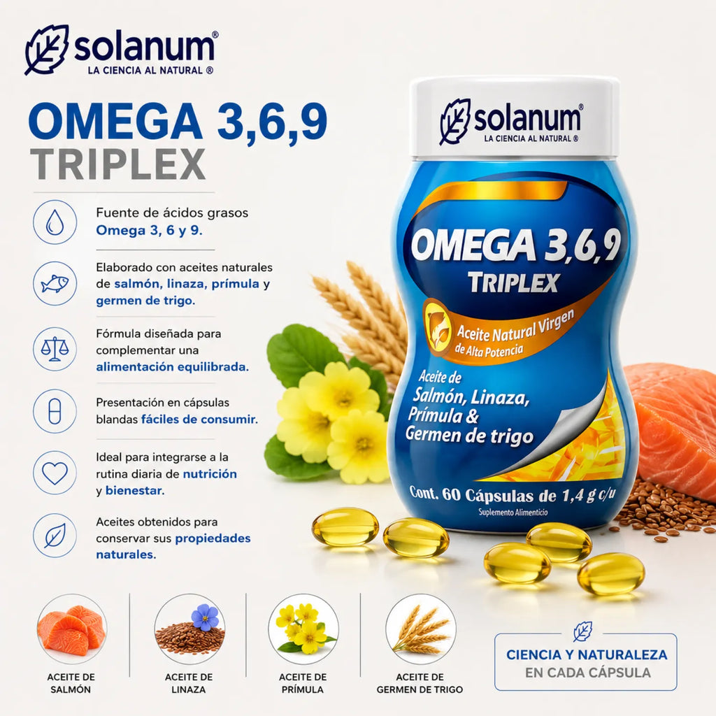Solanum Omega 3 6 Y 9 Triplex Aceite Natural 60 Capsulas Sfn