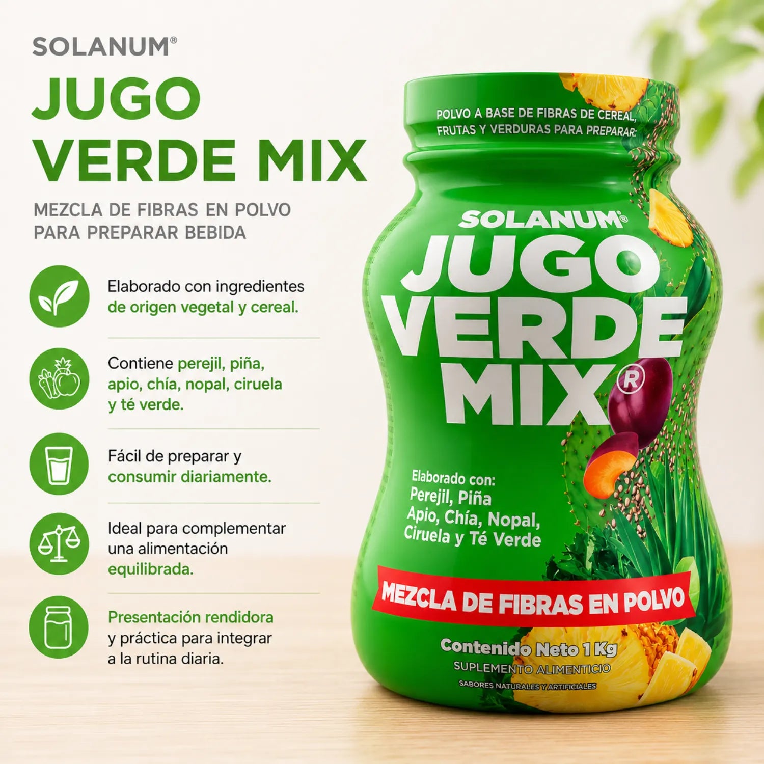 Jugo Verde con Chia 1kg. Solanum