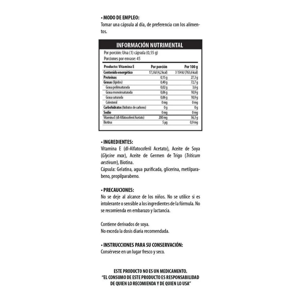 SOLANUM PHARMA VITAMINA E + BIOTINA 45 CÁPS 550 MG C/U SFN