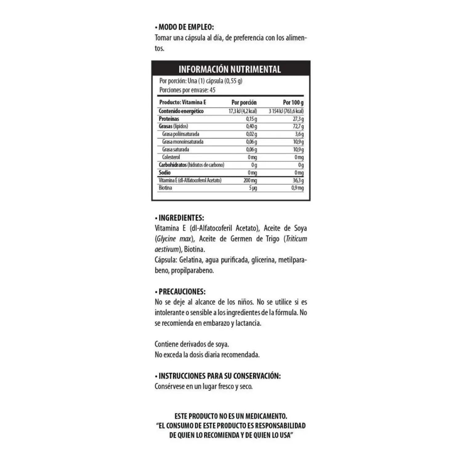 SOLANUM PHARMA VITAMINA E + BIOTINA 45 CÁPS 550 MG C/U SFN