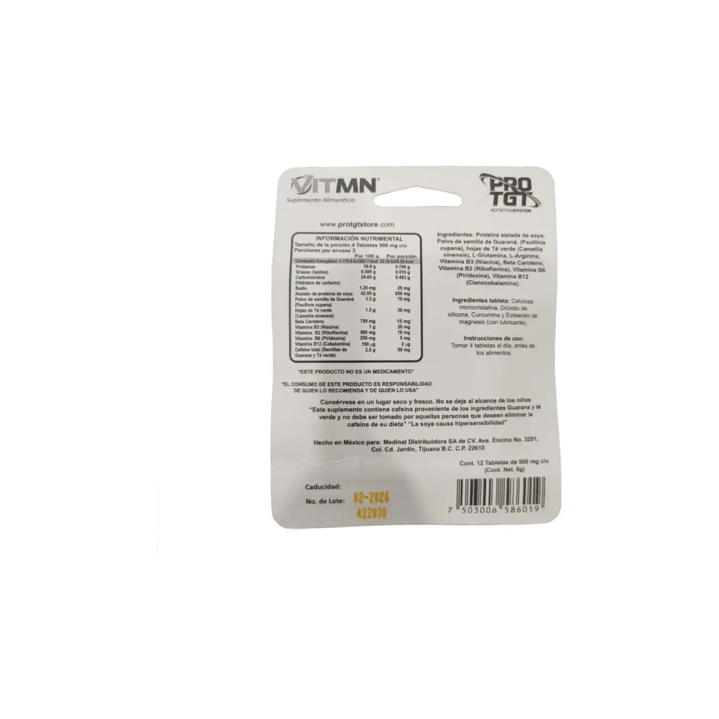 PROTGT VITMEN (ENERGIZANTE) 4 TABLETAS DE 500 MG SFN