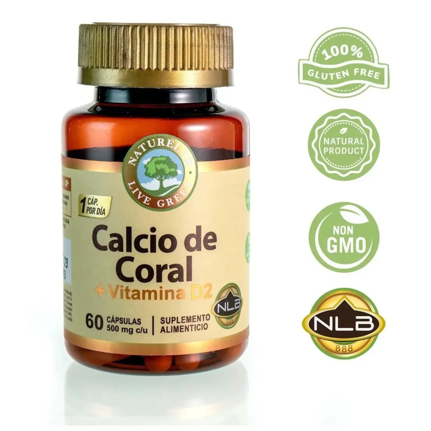 CALCIO DE CORAL CON VITAMINA D2 60 CAPSULAS SUPLEMENTO NATURELAB