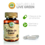 CALCIO DE CORAL CON VITAMINA D2 60 CAPSULAS SUPLEMENTO NATURELAB