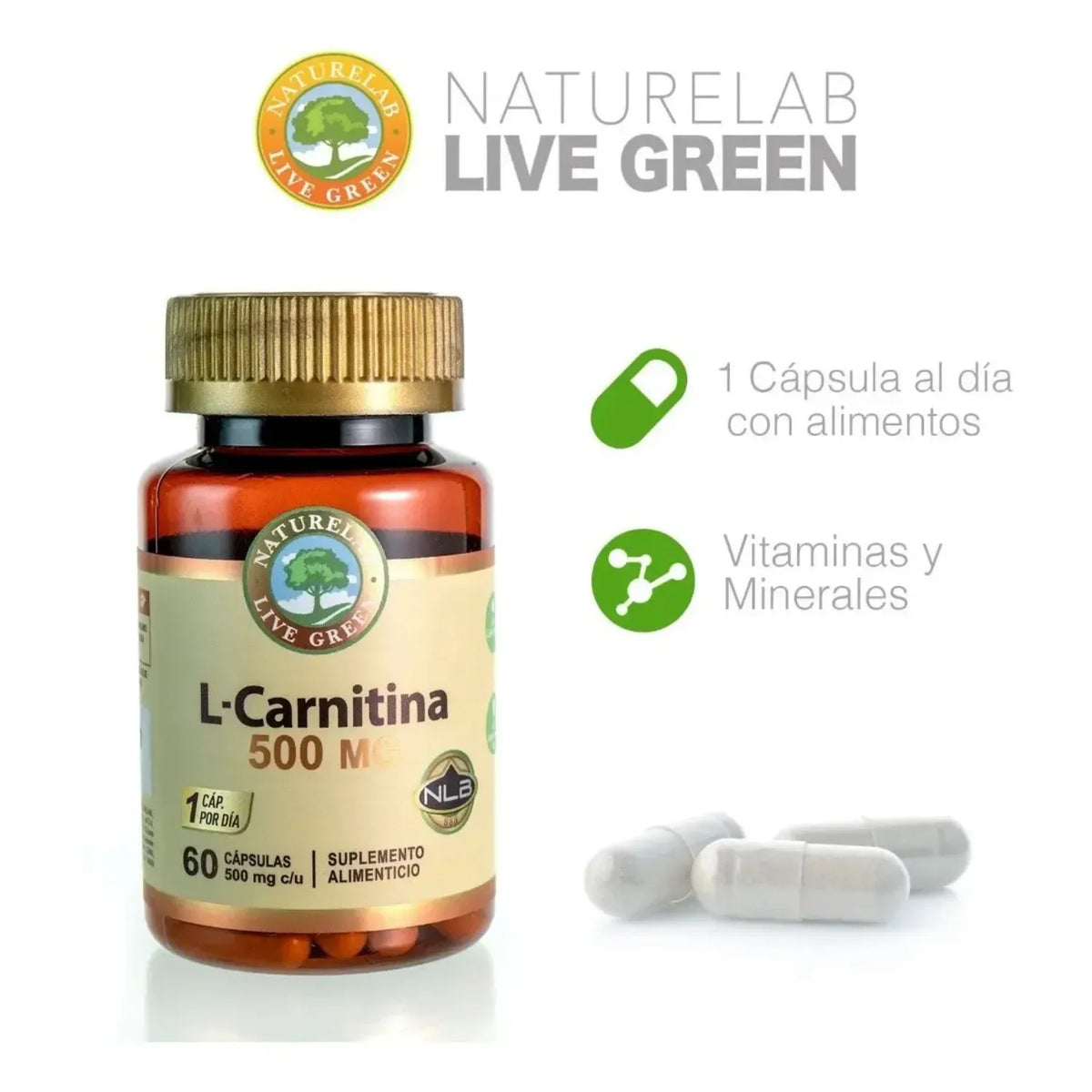 Naturelab L-Carnitina 500 mg 60 Capsulas