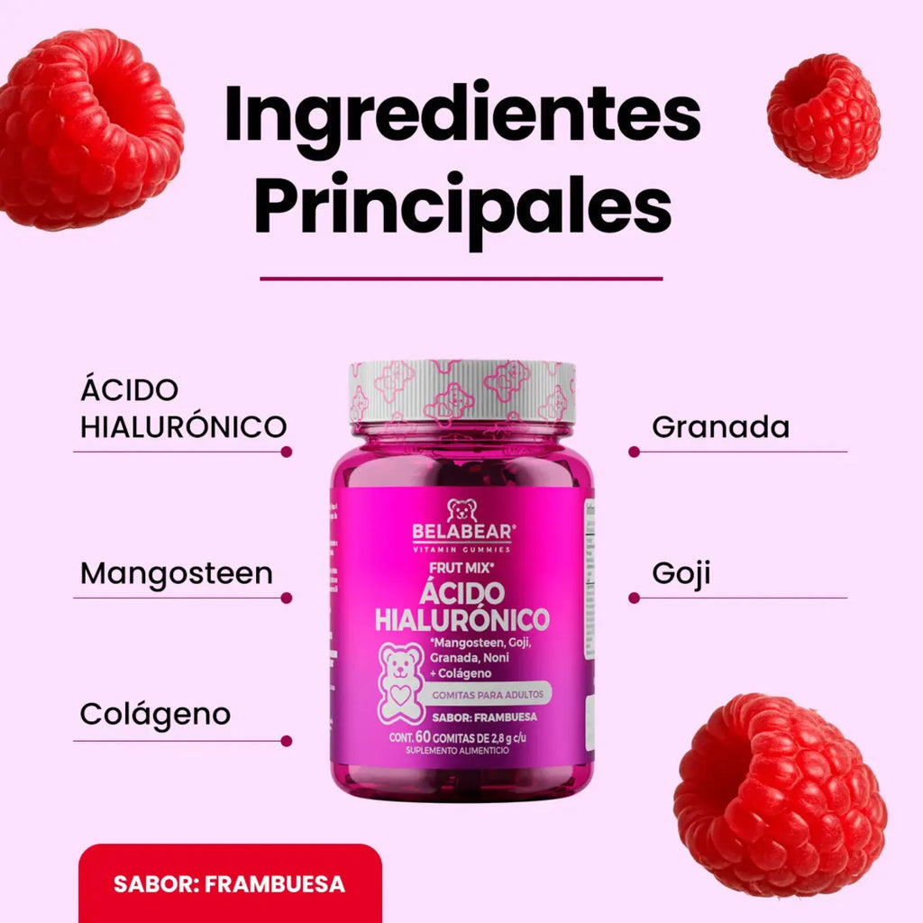 BELABEAR ÁCIDO HIALURÓNICO 60GOMITAS FRAMBUESA SOLANUM SFN
