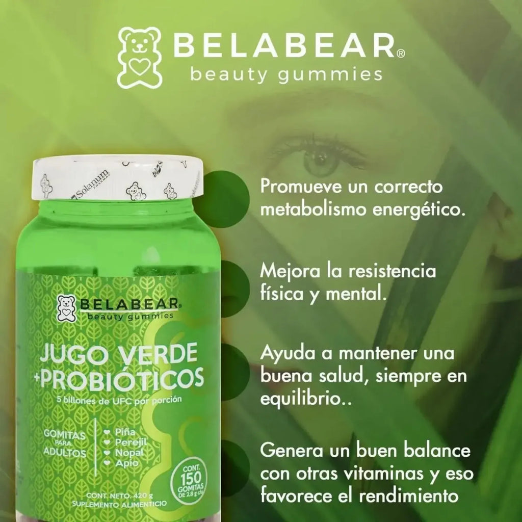 SOLANUM BELABEAR JUGO VERDE + PROBIÓTICOS 150 GOMITAS SFN