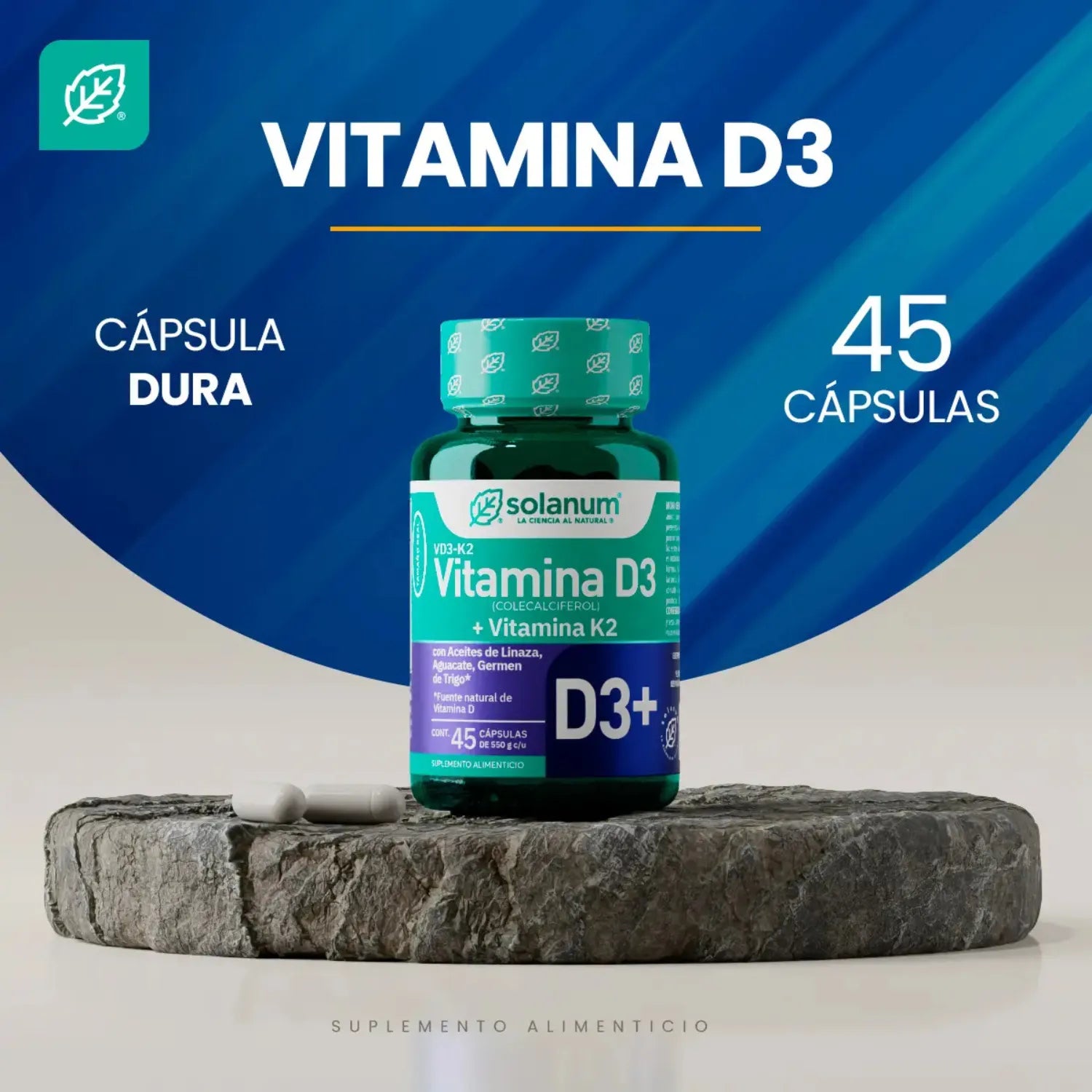 SOLANUM VITAMINA D3+VITAMINA K2, ACEITE DE LINAZA 45CÁPS SFN