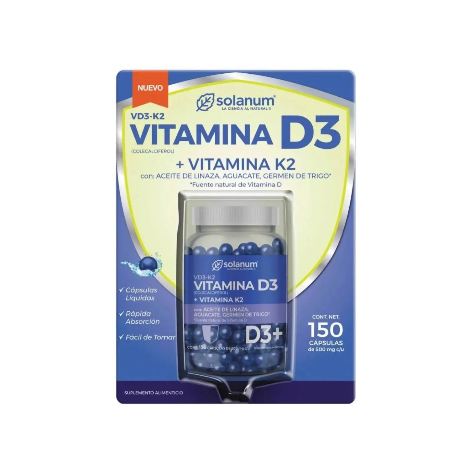 SOLANUM VITAMINA D3+VIT. K2, ACEITE DE LINAZA, 150 CÁPS SFN