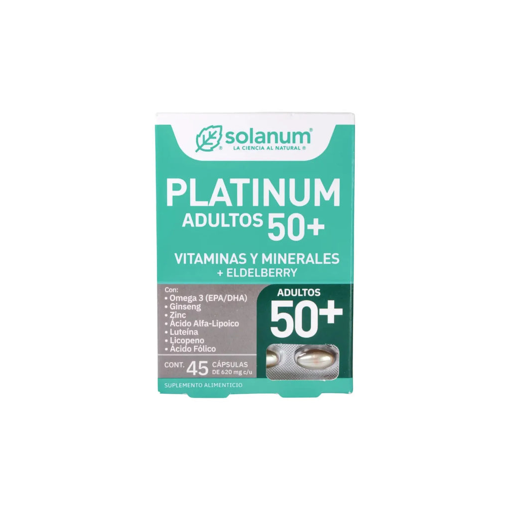 Platinum 50+ Vitaminas Minerales + Elderberry Solanum 45caps Sabor Sin Sabor