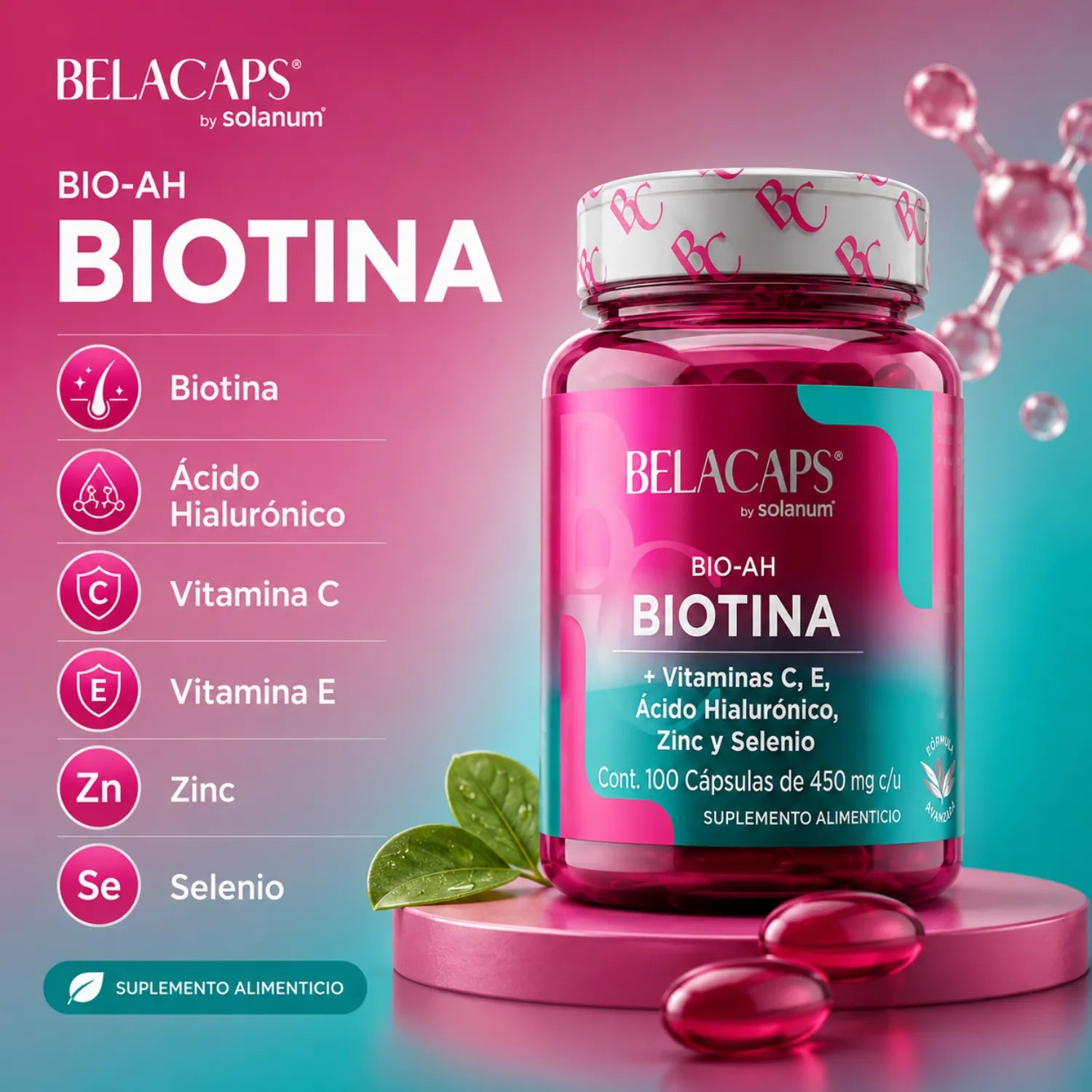 SOLANUM BIOTINA + ÁCIDO HIALURÓNICO 100 CÁPSULAS 450GM SFN