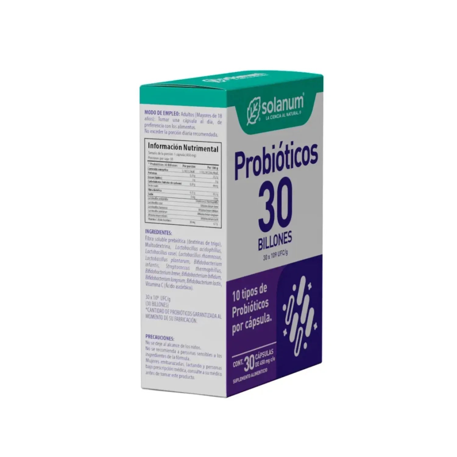 Solanum Probióticos 30 Billones 30 Cápsulas