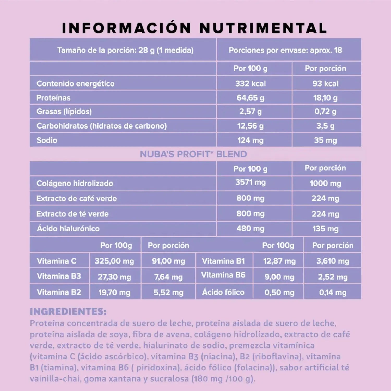 NUBA Proteína Colágeno Chai Vainilla 500g