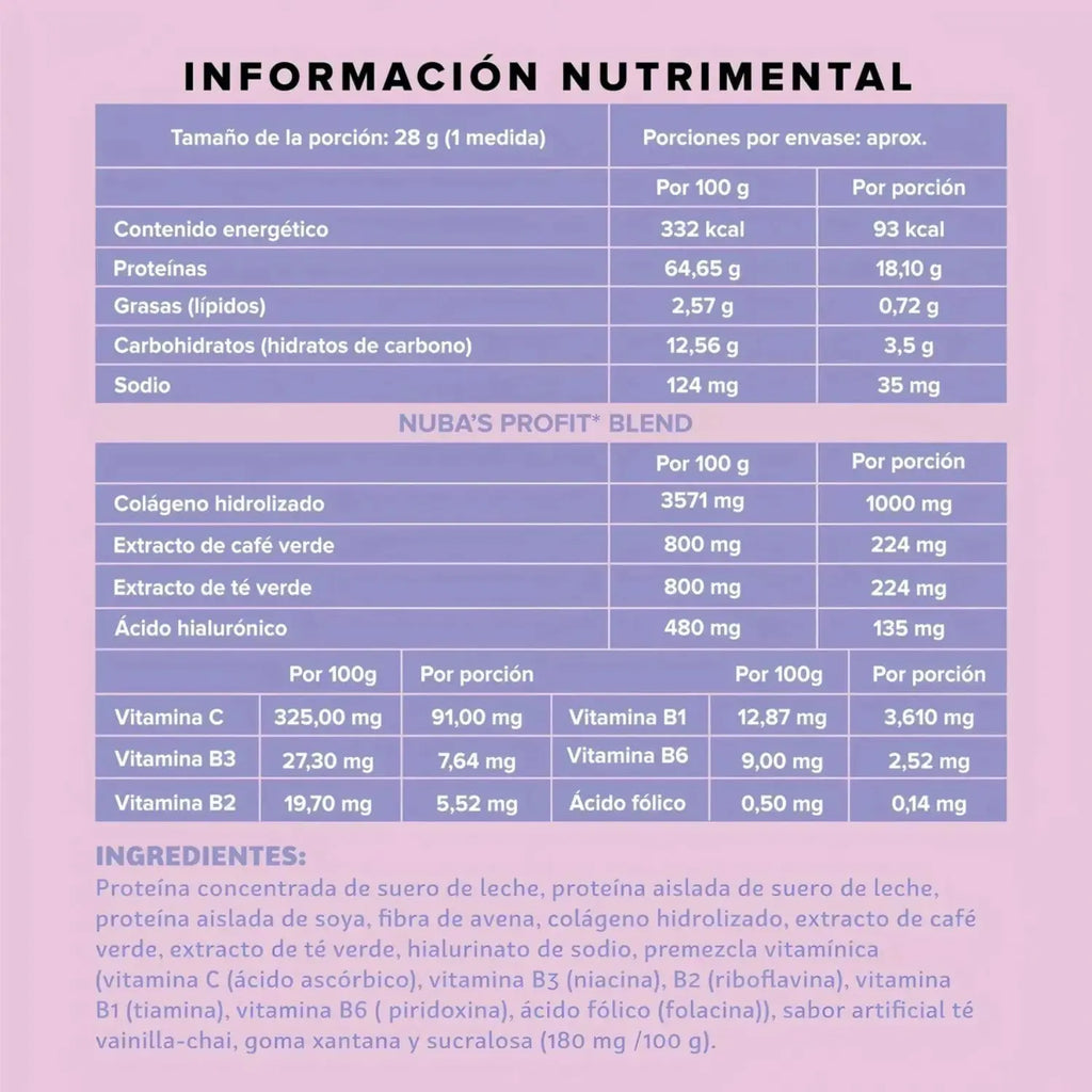 NUBA Proteína Colágeno A.H. Chai Vainilla 1kg