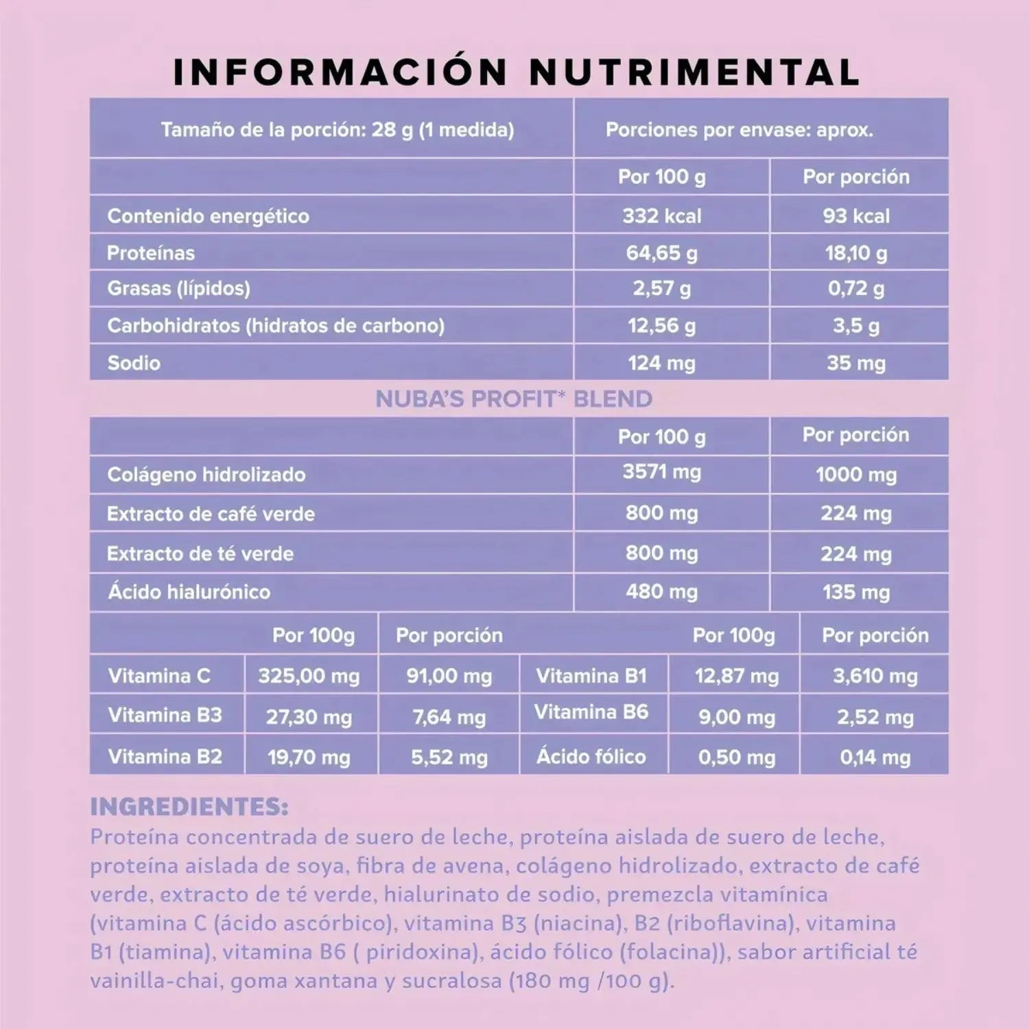 NUBA Proteína Colágeno A.H. Chai Vainilla 1kg