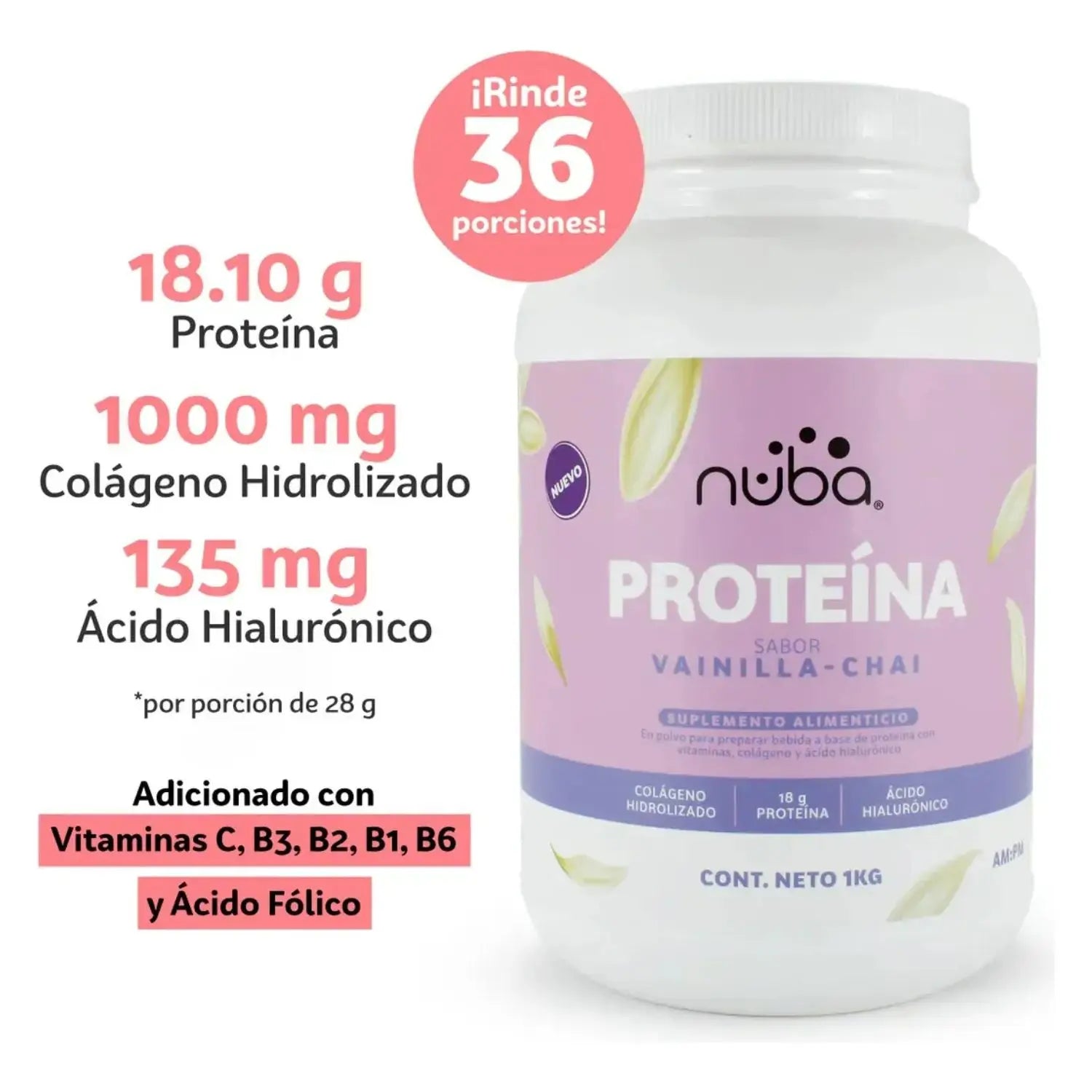 NUBA Proteína Colágeno A.H. Chai Vainilla 1kg