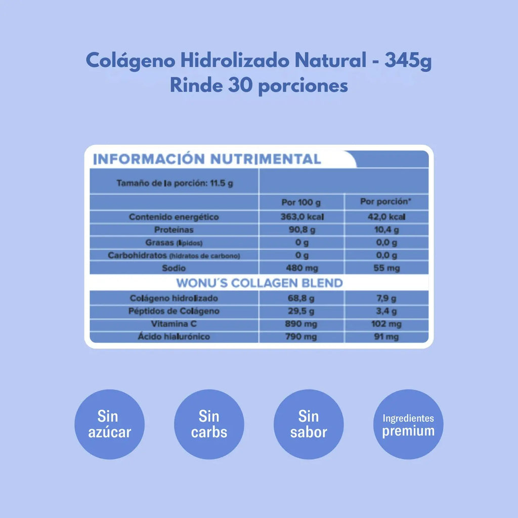 WONU Colágeno sin sabor 345g